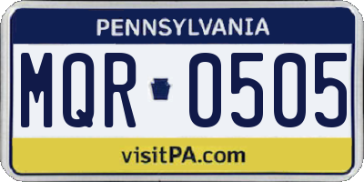 PA license plate MQR0505
