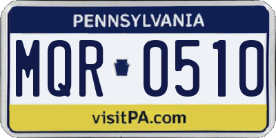 PA license plate MQR0510