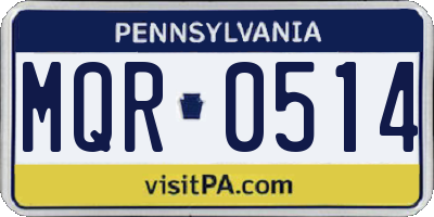 PA license plate MQR0514