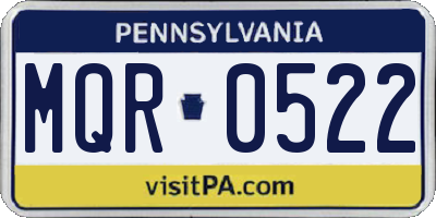 PA license plate MQR0522