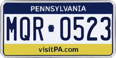 PA license plate MQR0523