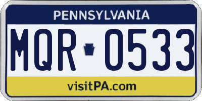 PA license plate MQR0533