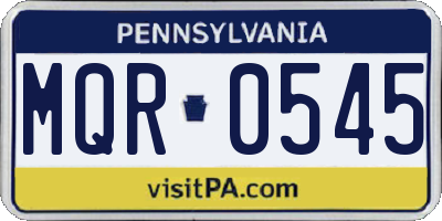 PA license plate MQR0545