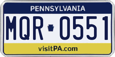 PA license plate MQR0551