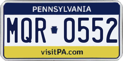 PA license plate MQR0552
