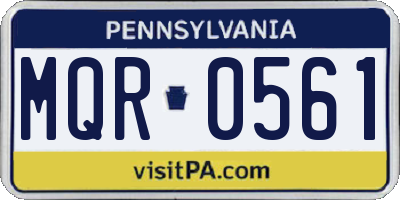PA license plate MQR0561