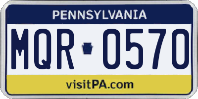 PA license plate MQR0570