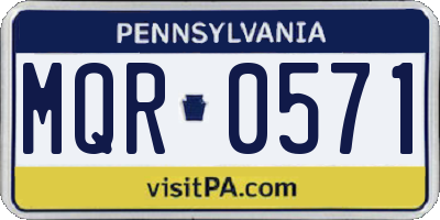 PA license plate MQR0571
