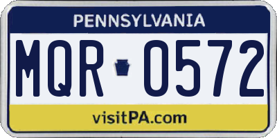 PA license plate MQR0572