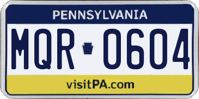 PA license plate MQR0604
