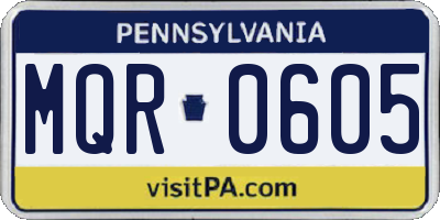 PA license plate MQR0605
