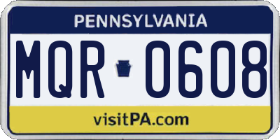 PA license plate MQR0608