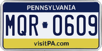 PA license plate MQR0609