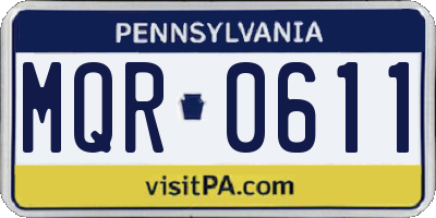 PA license plate MQR0611