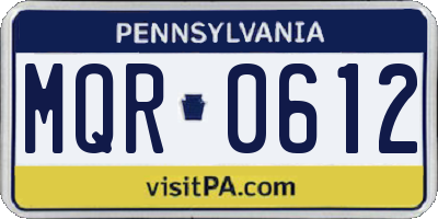 PA license plate MQR0612