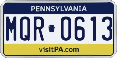 PA license plate MQR0613