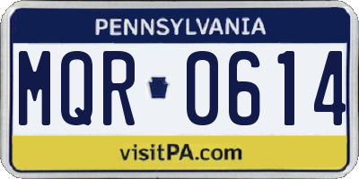 PA license plate MQR0614