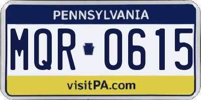 PA license plate MQR0615