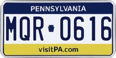 PA license plate MQR0616