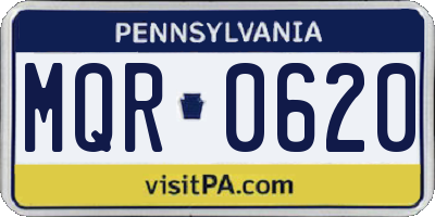 PA license plate MQR0620