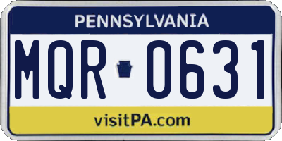 PA license plate MQR0631