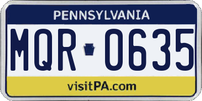 PA license plate MQR0635