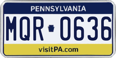 PA license plate MQR0636