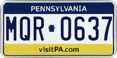 PA license plate MQR0637