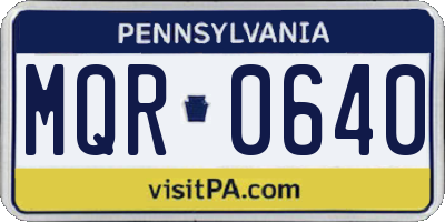 PA license plate MQR0640
