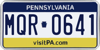 PA license plate MQR0641