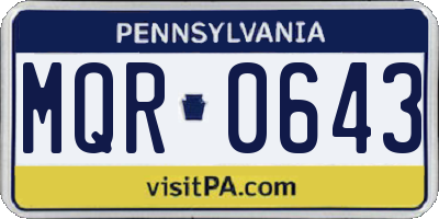 PA license plate MQR0643