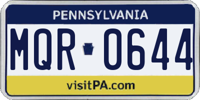 PA license plate MQR0644