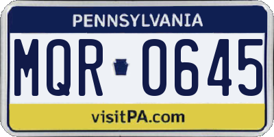 PA license plate MQR0645