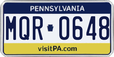 PA license plate MQR0648
