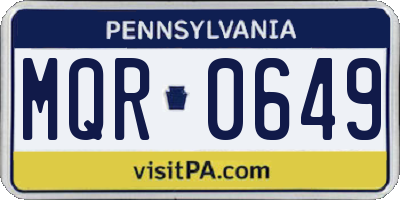 PA license plate MQR0649