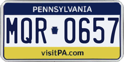 PA license plate MQR0657