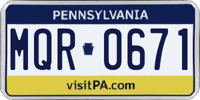 PA license plate MQR0671