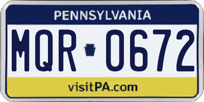 PA license plate MQR0672