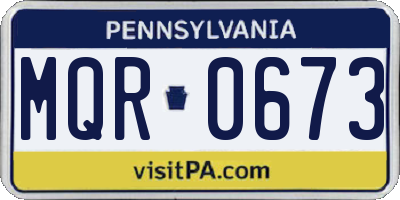 PA license plate MQR0673