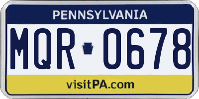 PA license plate MQR0678