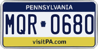 PA license plate MQR0680