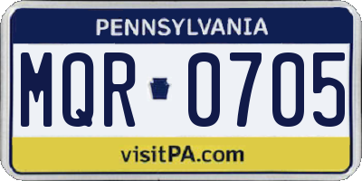 PA license plate MQR0705