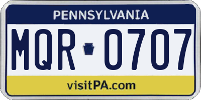 PA license plate MQR0707