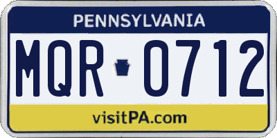 PA license plate MQR0712