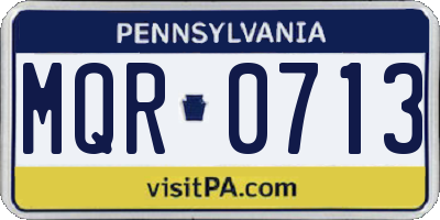 PA license plate MQR0713
