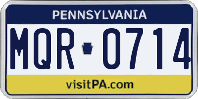 PA license plate MQR0714