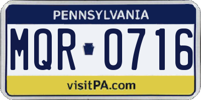 PA license plate MQR0716