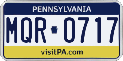 PA license plate MQR0717