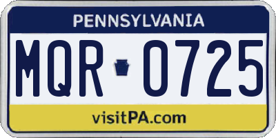 PA license plate MQR0725