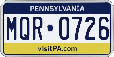 PA license plate MQR0726